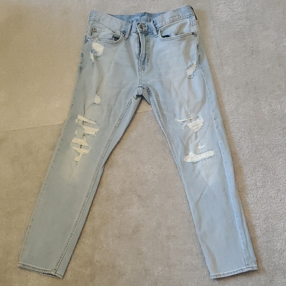 Men's Light Blue Distressed Jeans